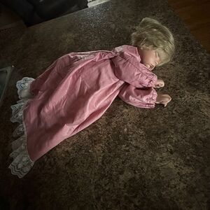 Sugar Britches Hand Painted Porcelain Sleeping Baby Doll 20" Blonde Cloth Body